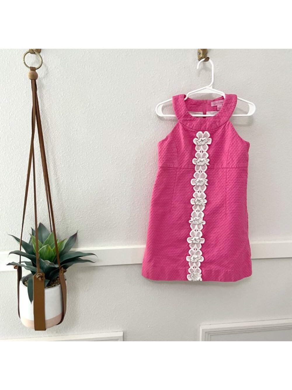 Lilly Pulitzer Shift Dress Girls 6 Lace Crochet Flower Preppy Resort Tropical
